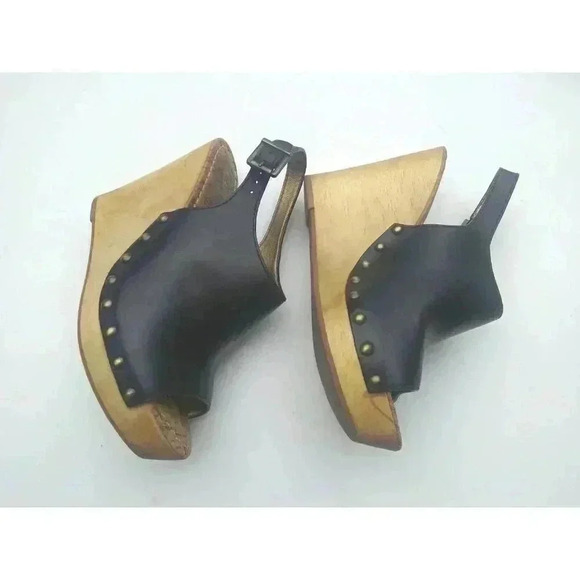 Sam Edelman CAMILLA Black Leather Wedge Sling Heel Platform Sandals Size 8.5M - Picture 2 of 9